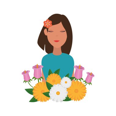 saç ve gül ler bahçe çiçek ile güzel kadın