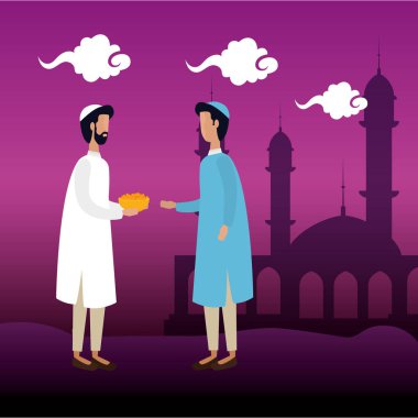 camide geleneksel giysileri ile İslami erkekler