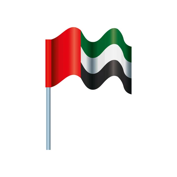 Bandeira dos Emirados Árabes Unidos acenando no pólo — Vetor de Stock