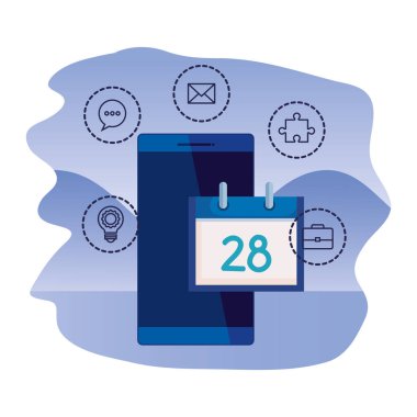 takvim ve sosyal medya simgeleri ile akıllı telefon