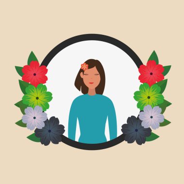 saç ve çiçek çelenk çiçek ile güzel kadın