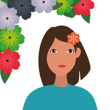 saç ve çiçek çerçeve çiçek ile güzel kadın