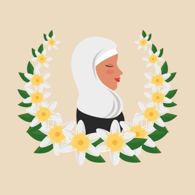 çiçek çelenk geleneksel burka ile İslam kadın profili