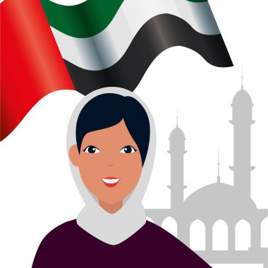 camide geleneksel burka ve Arap bayrağı ile İslam kadın