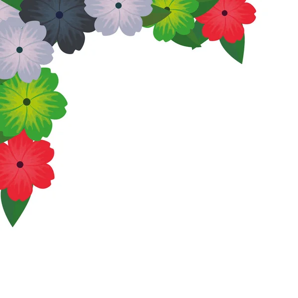 Blommor och Leafs trädgård dekorativa ram — Stock vektor