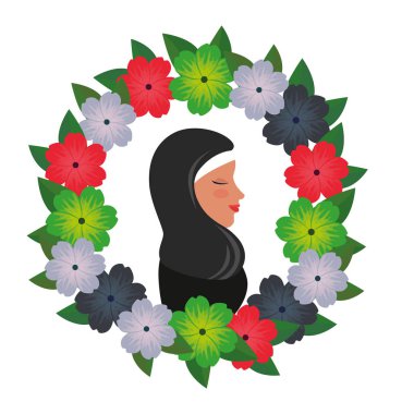 çiçek çelenk geleneksel burka ile İslam kadın profili