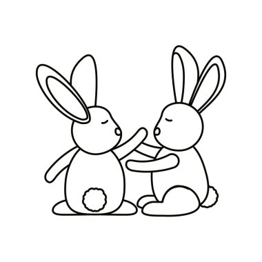 İzole tavşan karikatürler vektör tasarımı