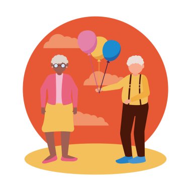 Büyükanne ve büyükbaba karikatür vektör tasarımı