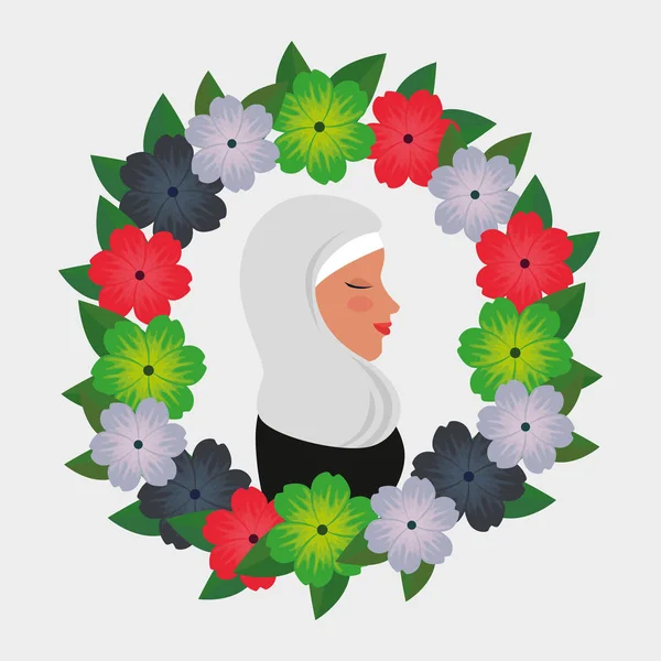 çiçek çelenk geleneksel burka ile İslam kadın profili