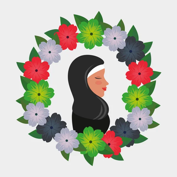 çiçek çelenk geleneksel burka ile İslam kadın profili