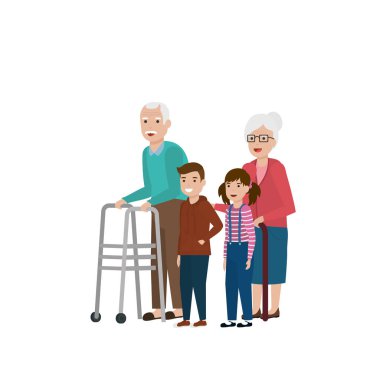 Büyükanne ve büyükbaba karikatür vektör tasarımı