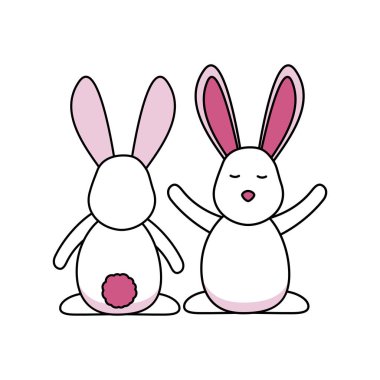 İzole tavşan karikatürler vektör tasarımı