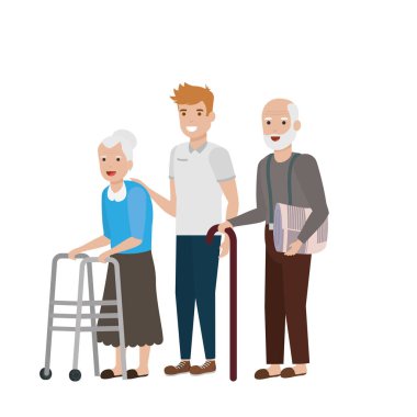 Büyükanne ve büyükbaba karikatür vektör tasarımı