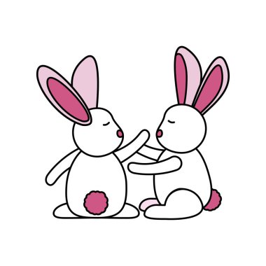 İzole tavşan karikatürler vektör tasarımı