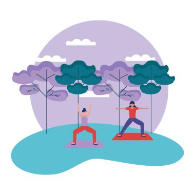 Yoga yapan kızlar vektör tasarımı poz