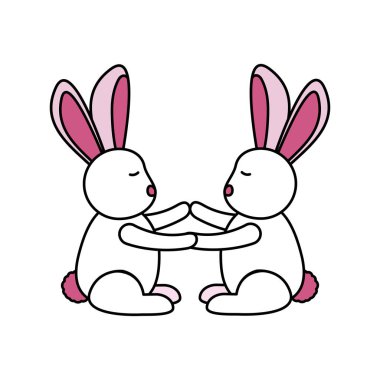 İzole tavşan karikatürler vektör tasarımı