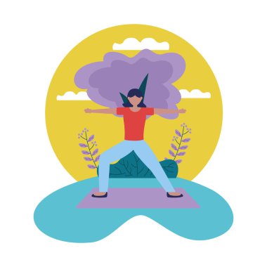 Kız yoga yapıyor vektör tasarımı poz