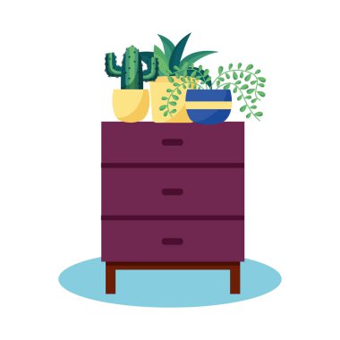 Bitkiler ve mobilya vektör tasarımı