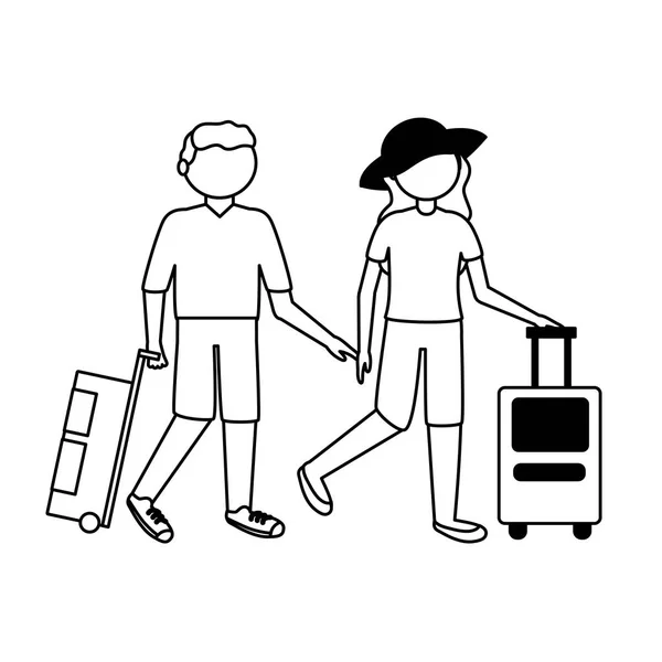 Design de vetor de casal de viajantes isolados —  Vetores de Stock