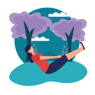 Kız yoga yapıyor vektör tasarımı poz