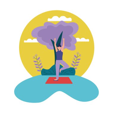 Kız yoga yapıyor vektör tasarımı poz