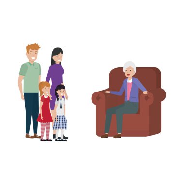 Yalıtılmış aile üyeleri vektör tasarımı