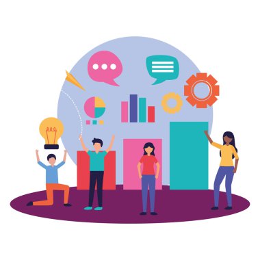 Takım çalışması simgesi vektör tasarımına sahip kişiler