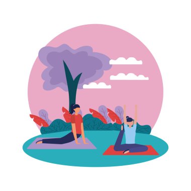 Yoga yapan kızlar vektör tasarımı poz