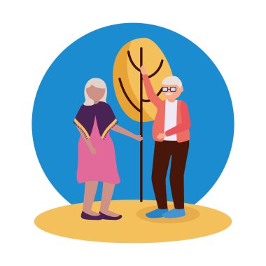 Büyükanne ve büyükbaba karikatür vektör tasarımı