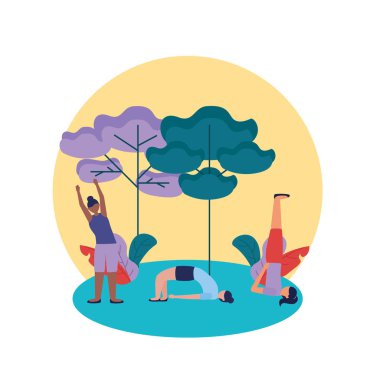 Yoga yapan kızlar vektör tasarımı poz