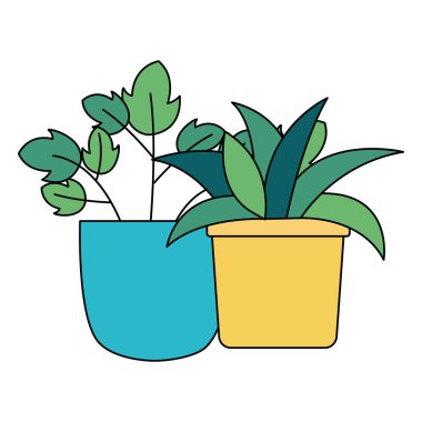 Tencere vektör tasarımının içindeki izole bitkiler