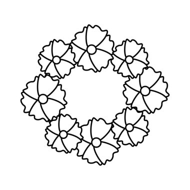 İzole çiçekler yuvarlak tasarım
