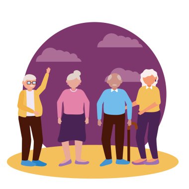 Büyükanne ve büyükbaba vektör tasarımı grubu