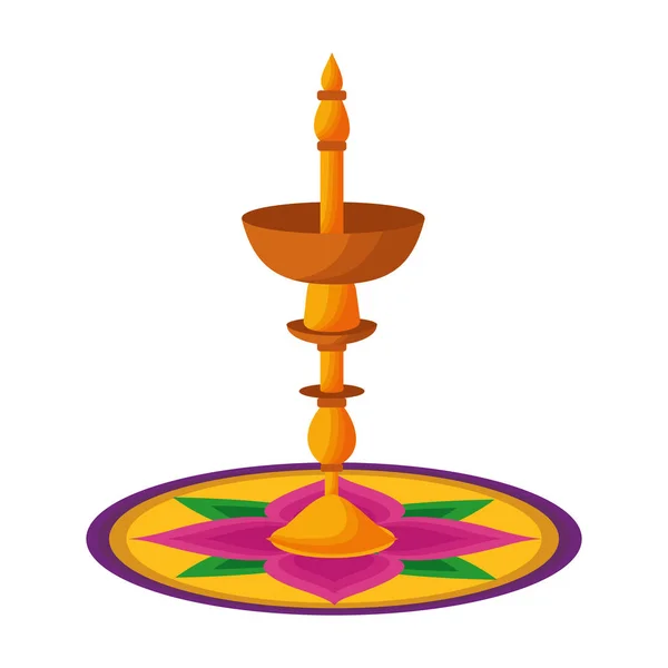 Vela de onam celebración diseño — Vector de stock