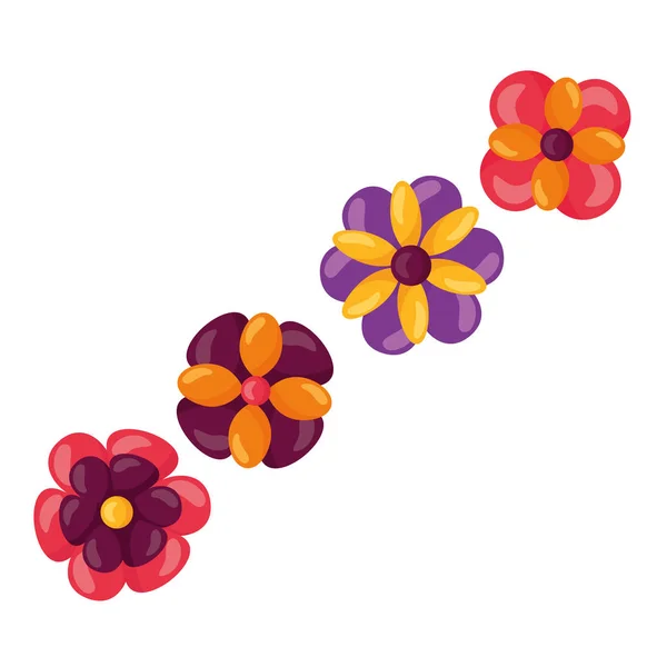 Conjunto aislado de flores ornamento diseño — Vector de stock