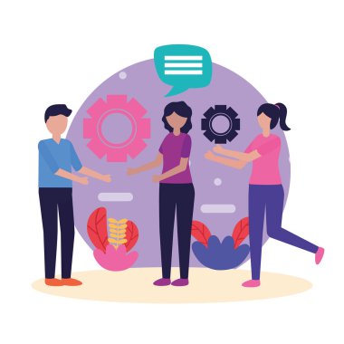 Takım çalışması simgesi vektör tasarımına sahip kişiler