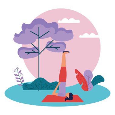 Kız yoga yapıyor vektör tasarımı poz