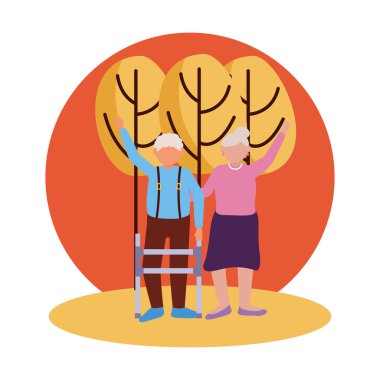 Büyükanne ve büyükbaba karikatür vektör tasarımı