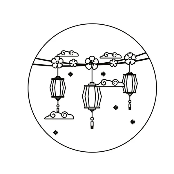 Векторный дизайн Китайских фонарей — стоковый вектор