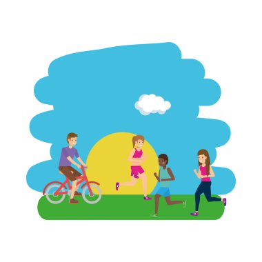 Park vektör tasarımında insanlar