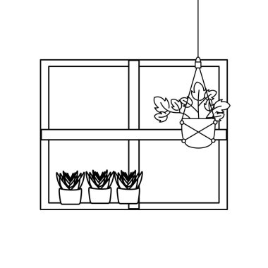 Tencere vektör tasarımının içindeki izole bitkiler