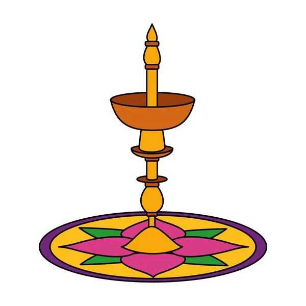 Vela de onam celebración diseño — Vector de stock