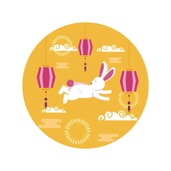 Conejo de mediados de otoño festival vector de diseño — Archivo Imágenes Vectoriales
