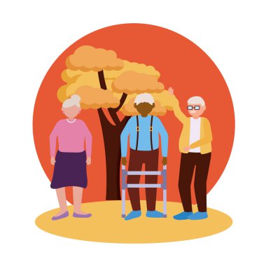 Büyükanne ve büyükbaba vektör tasarımı grubu