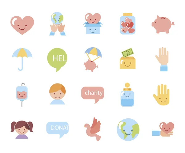 En samling kampanj ikoner för välgörenhet — Stock vektor