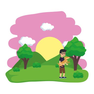 Köpek karikatür tasarımı ile çocuk