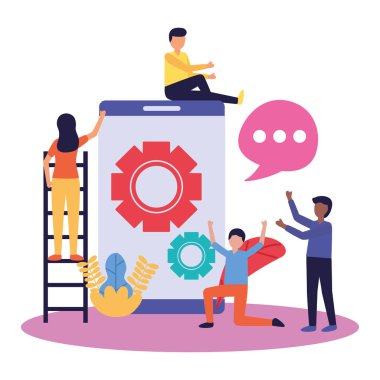 Takım çalışması simgesi vektör tasarımına sahip kişiler