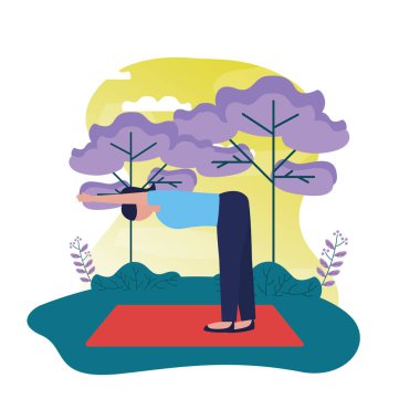 Kız yoga yapıyor vektör tasarımı poz