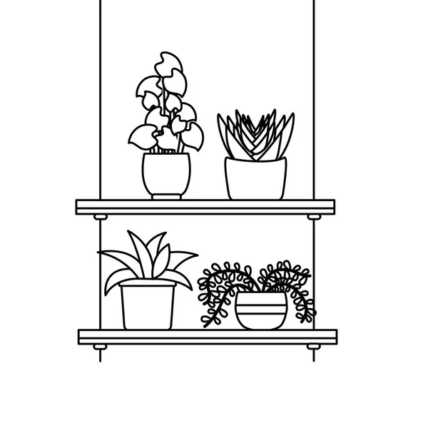 Plantes suspendues à l'intérieur des pots conception vectorielle — Image vectorielle