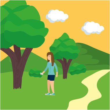 Park vektör tasarımında kadın